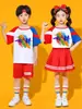 Fantasia Infantil Fantasia Infantil de Dança Estilo Chinês Fantasia Costurada para Equipe de Cheerleading Fantasia para Aula de Esportes de Alunos do Ensino Fundamental