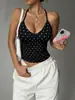 Conjunto de Dos Piezas para Yoga sin Costuras con Lunares y Almohadillas en el Pecho, Top sin Mangas con Cuello Halter, Shorts de Cintura Alta para Levantar Glúteos, Conjunto de Dos Piezas para Deportes al Aire Libre y Fitness