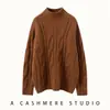 Suéter de punto de cachemira grueso para mujer, jersey engrosado con trenzado de siete agujas, corte holgado vintage, nuevo top versátil