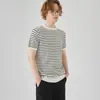 Camiseta de punto de manga corta a rayas de color contrastante APO para hombre, moda de verano para hombre, marca, ajuste slim, cuello redondo, camiseta interior básica
