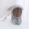 Gorro de una pieza con capucha para niños Invierno Felpa Cálido A prueba de viento Capucha Protectora con Máscara Gorro para Niños y Niñas