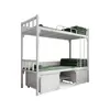 Literas de Campamento Estándar, Camas de Hierro de Dos Pisos, Camas para Dormitorios de Personal, Cama Superior y Mesa Inferior, Cama Individual, Armario de Almacenamiento, Escritorio de Estudio
