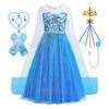 Falda clásica congelada de la Princesa Elsa azul falda de red de pesca de Elsa vestido de verano para niñas una generación de cabello