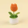 Planta de Tulipán Tejida a Crochet Producto Terminado Hecho a Mano Tejido Simulación Flor Pequeña Decoración para Escritorio de Oficina Adorno Venta al por Mayor