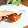 Pingente de Bule de Jacarandá Natural Brinquedo para Alívio do Estresse Chaveiro Estilo Chinês Vintage Peça Artesanal de Mão