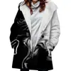 [Procesamiento Personalizado] Gabardina Cruzada de Longitud Media para Mujer, Abrigo con Capucha Estampado de Plumas de Felpa de Aliexpress