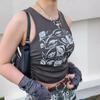 Chaleco de verano para mujer europea y americana 2022 Y2k estampado casual negro con tirantes camisola de cuello redondo al por mayor