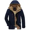 Casaco de algodão masculino de inverno 13029 Casaco de algodão de comprimento médio forrado de lã engrossado de meia-idade e idoso Casaco de algodão de tamanho grande com vários bolsos para idosos