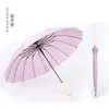 Guarda-chuva automático de cor sólida muito atraente, com cabo longo e 16 varetas, estilo simples e fresco, cabo de madeira, adequado para dias ensolarados e chuvosos, resistente ao vento, tamanho grande