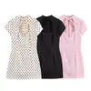 Comercio Exterior Mayorista Europeo y Americano Vestido Nuevo de Primavera 2026 para Mujer de Manga Corta con Cuello Cuadrado y Decoración de Lazo Y5-27020