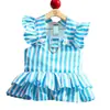 Vestido de perro estilo princesa con rayas, compatible con correa, con pequeñas mangas volantes, vestido para mascotas para gatos y perros de peluche