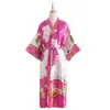 Kimono Estilo Japonés Bata de Noche Verano Cárdigan con Cordones Pijamas Sexys Estilo Chino Ropa para el Hogar Bata Larga para Mujer