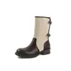 Botas de Caballero de Tela Cosida de Piel de Vaca para Mujer Botas Altas Pulidas Piel Genuina Punta Redonda Hebilla Botas Hasta la Rodilla Botas Altas para Mujer