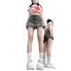 Falda de Mezclilla Falsa de Dos Piezas para Mujer en Verano, Tiro Alto, Cubre Cadera, Anti-Exposición, Efecto Adelgazante, Falda-Pantalón Línea A para Personas Bajitas