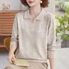 Camiseta casual de manga larga de nuevo estilo para madres, ropa de primavera y otoño para mujeres de mediana edad, adecuada para edades de 40 a 50 años, como prenda exterior y capa base para mujeres de mediana edad y mayores