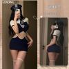 Shuoyao uniforme sexy mujer policía sexy tirante hueco Mono de marinero azul marino traje de tentación 270