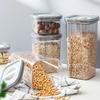 Tanque sellado de PET espesado a prueba de humedad para cocina, transparente, cuadrado, para almacenamiento de granos, caja apilada para conservar refrigerios y frutos secos.