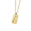 Collar Colgante Rectangular Hueco Personalizado de Acero de Titanio Transfronterizo para Hombres, Joyería de Collar Versátil de Gama Alta Europea y Americana para Mujeres