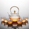 Tetera de vidrio martillado resistente a altas temperaturas, estufa eléctrica de cerámica para hervir té, tetera con mango de cobre, tetera para hacer té, juego de té adecuado