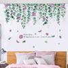 Pequeña enredadera de hojas de acuarela fresca, adhesivo de pared, zócalo, dormitorio cálido, viento ins, autoadhesivo, junto a la cama, dormitorio