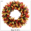 Bestseller transfronterizo de Amazon: Cosecha de otoño, Acción de Gracias, corona de eucalipto para festival de la cosecha, guirnalda de flores artificiales, decoración de puerta