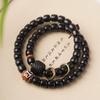 Pulsera de Ébano de Bambú con Sección de Estilo Chino Nuevo Natural, Jade Loto Dosel, Sándalo Púrpura para Hombres y Mujeres, Doble Aro de Alta Gama Mori Tricolor