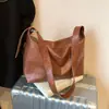 Bolso Tote de Cuero Suave Vintage Gran Capacidad Estilo Perezoso para Mujer 2025 Nuevo Estilo Simple Versátil para Viajes y Uso Diario Bolso de Hombro Cruzado
