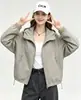26 Chaqueta Corta Casual con Capucha de Estilo Nuevo para Primavera y Otoño, Holgada, Corta, Resistente al Viento, Manga Larga, Deportiva, para Exteriores, Top Versátil para Mujer