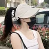 Sombrero Nuevo para Mujer Verano Protección Solar Ala Ancha Parte Superior Vacía Playa Cubre Cara Sombrero de Pescador Sombrero para el Sol UV Sombrero para el Sol