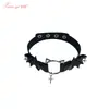 Xianyi Accesorios Eróticos Encaje Sexy Estilo Gótico Lolita Oscura Encaje Correa Cruzada Collar de Campana
