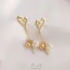 Aretes Sencillos y Elegantes en Forma de Corazón con Colgantes, Chapados en Oro de 14K, Conservación del Color, Aretes Hechos a Mano DIY, Accesorios de Joyería, Materiales Hechos a Mano