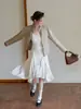 Falda Irregular de Línea A con Lunares Estilo Vintage Chic para Mujer, Primavera y Verano, Falda de Cintura Alta de Longitud Media para Mujer Petite