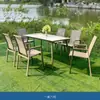 Mesa e Cadeira de Malha Teslin Café Loja de Chá com Leite Pátio Jardim Villa Mesa e Cadeira Externa Cadeira de Rattan Mesa e Cadeira de Resort