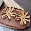 Pendientes Grandes de Flor Hueca Tejida Yi Mengling para Mujer, Vacaciones en la Playa, Pendientes Pequeños Exagerados, Bohemia