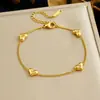 Pulsera de Acero Inoxidable con Colgante de Corazón con Patrón de Estrella Incrustado de Diamantes Chapada en Oro Estilo Coreano Minimalista Nicho Estilo Ins
