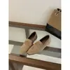Sapatos Mary Jane Quadrados Retrô para Mulheres, Novo Estilo Outono 2025, Mocassins Simples Marrons de Bico Quadrado com Aumento de Altura Oculto