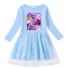 Vestido de Princesa de Malla con Lentejuelas Arcoíris para Niñas, Manga Corta de Verano, Manga Larga de Primavera y Otoño, Estilo Kpop Cazador de Demonios