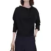 Camiseta cinza redonda de manga comprida feita sob medida para mulheres, novo estilo de outono, plus size, moderna, que rejuvenesce, afina e é estilosa.