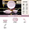 Conjunto de Louça para Uso Doméstico 2025 Novo Cerâmica de Alto Padrão Rosa Luxo Acessível Tigelas, Pratos e Hashis com Borda Dourada para Chá de Casa Nova