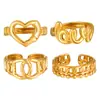 Estilo Ins Europeo y Americano Nueva Moda Anillo con Forma de Corazón de Acero Inoxidable Forma Especial Chapado en Oro Real Anillo Ajustable de Boca Viva Joyería