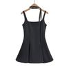 Estilo Deseo Puro 2024 Verano Vestido Dulce Elegante con Diseño de Cuello con Sentido del Estilo Cinta Satén Línea A Falda Slip