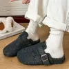 Diseño Retro Birkenstock Nuevas Pantuflas de Algodón con Suela Gruesa para Otoño e Invierno con Punteras Peludas para Mantener el Calor 2025 Medias Pantuflas Forradas de Vellón
