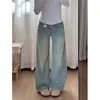 Jeans de Pierna Recta Estrecha Ancha Color Claro para Mujer 2025 Nuevo talla extra Sueltos Adelgazantes Pantalones Rectos Verticales