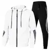 Nuevo Conjunto Deportivo Casual para Hombre de Primavera y Otoño con Sudadera con Capucha y Cremallera y Pantalones Largos, Conjunto Deportivo de Dos Piezas de Moda