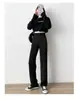Nuevos pantalones de traje de talle alto 2026 para mujer, verano, elegantes, fluidos, negros, adelgazantes, casuales, de largo hasta el suelo, de pierna recta, de pierna ancha