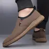 Zapatos de Hombre Transfronterizos, Nuevos Estilos Primavera y Otoño, Zapatos Casuales Slip-On Versátiles para Hombre, Zapatos de Cuero Casuales Antideslizantes de Suela Suave para Conducir para Papá
