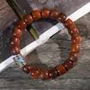 Coração de Açúcar de Tuia Envelhecido Material Contas de Corte Reto Pulseira com Motto de Seis Caracteres Pulseira de Contas Budistas Rosário para Homens e Mulheres