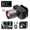 Lanterna de cabeça transfronteiriça, zoom ajustável, recarregável por USB, para ciclismo ao ar livre, com luz laser branca, longa duração da bateria e adequada para pesca noturna