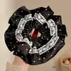 Scrunchie floral multicamadas estilo coreano, elástico de cabelo de alta qualidade, corda para coque estilo preguiçoso, acessório de cabelo elástico