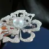 Acessórios DIY Broche Elegante Esculpido Cobre Dourado Banhado em Ouro Zircônia Microincrustada Alfinete Elegante de Alta Qualidade Corsage de Pérola Alfinete Vazio